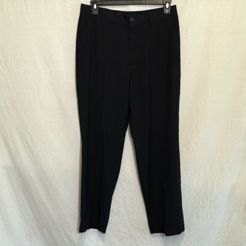B-139 Men’s Perry Ellis Black & Gray Stripe Dress‎ Pants Size 33x32